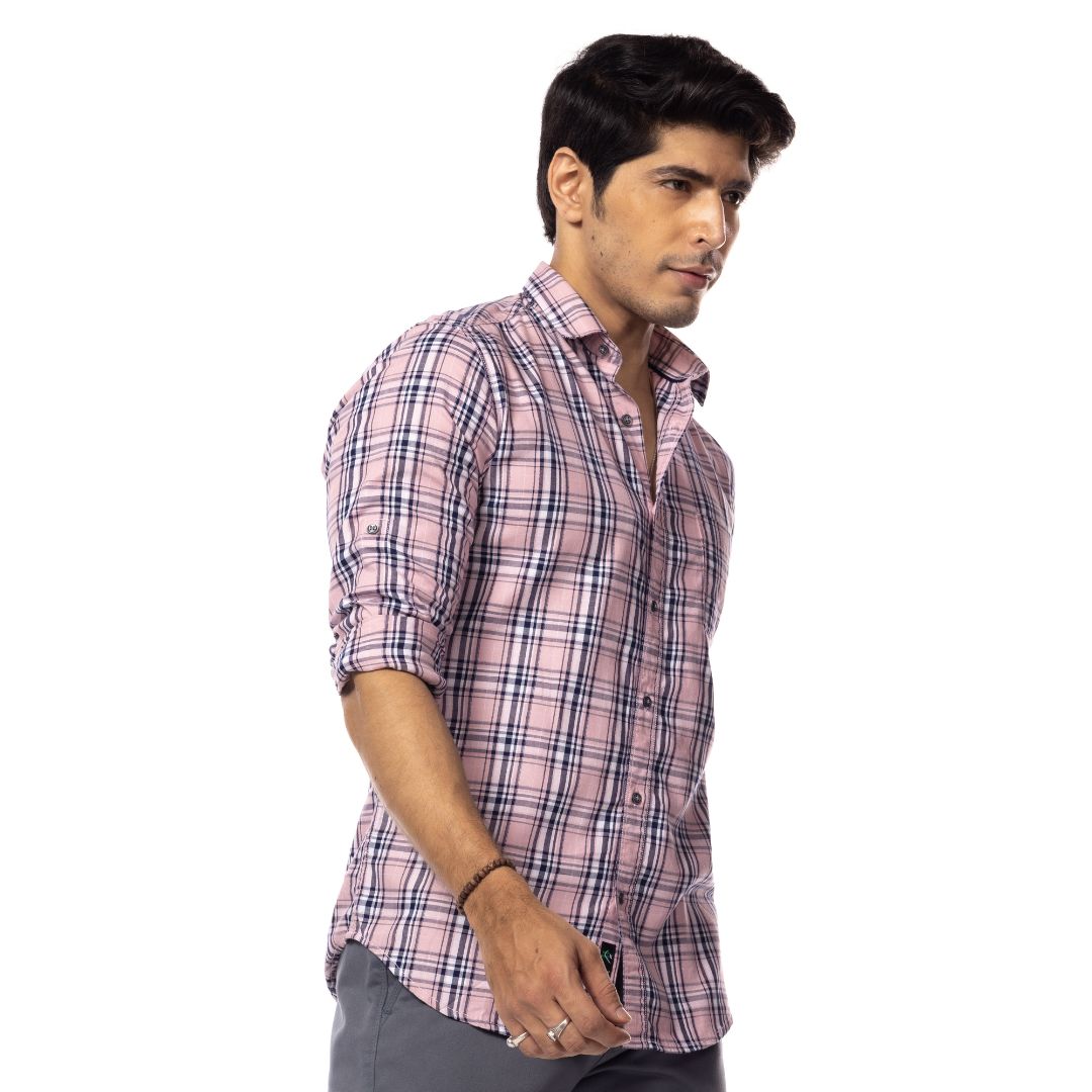 Pink Check Slim Fit Shirt