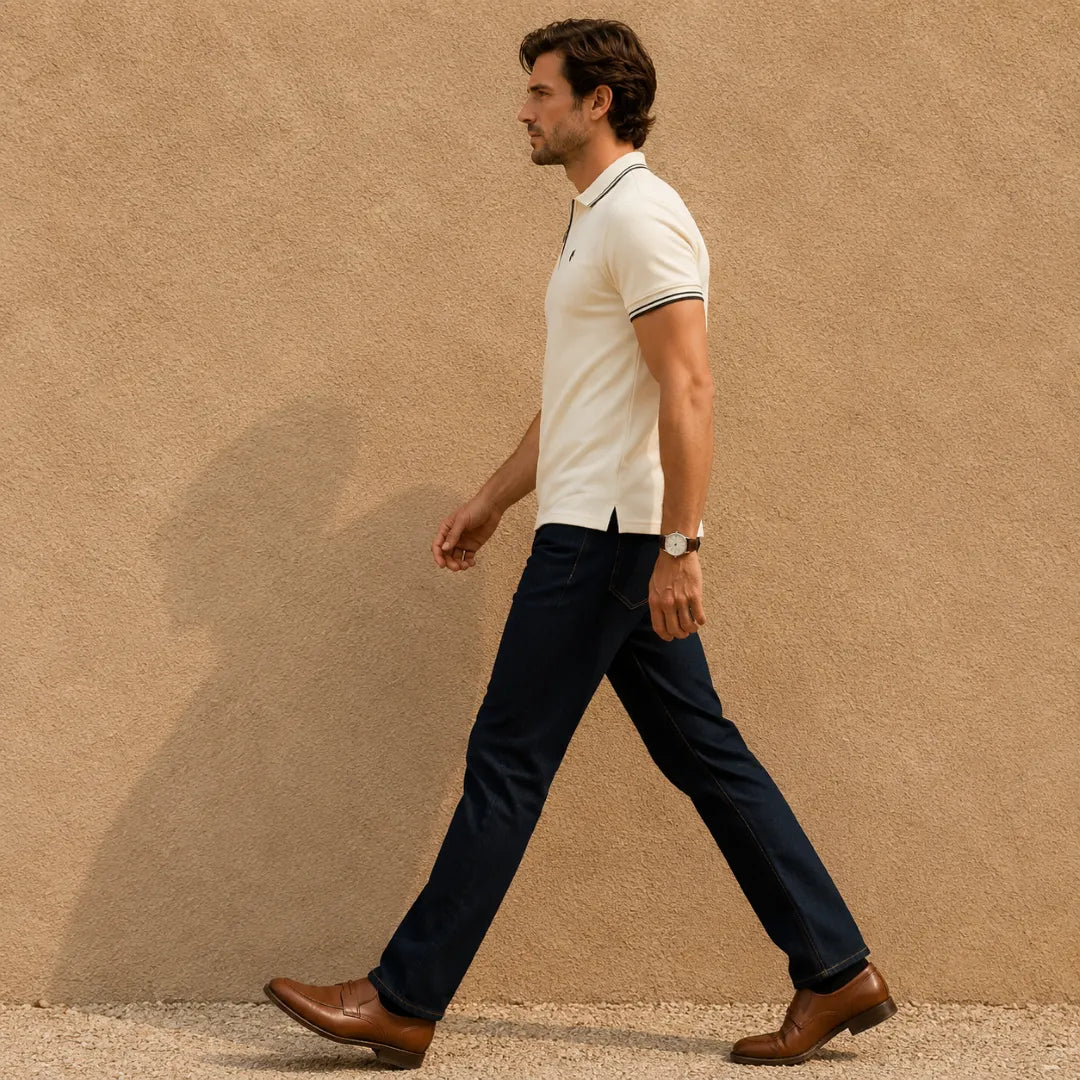 Cream - Men's Zipper Polo