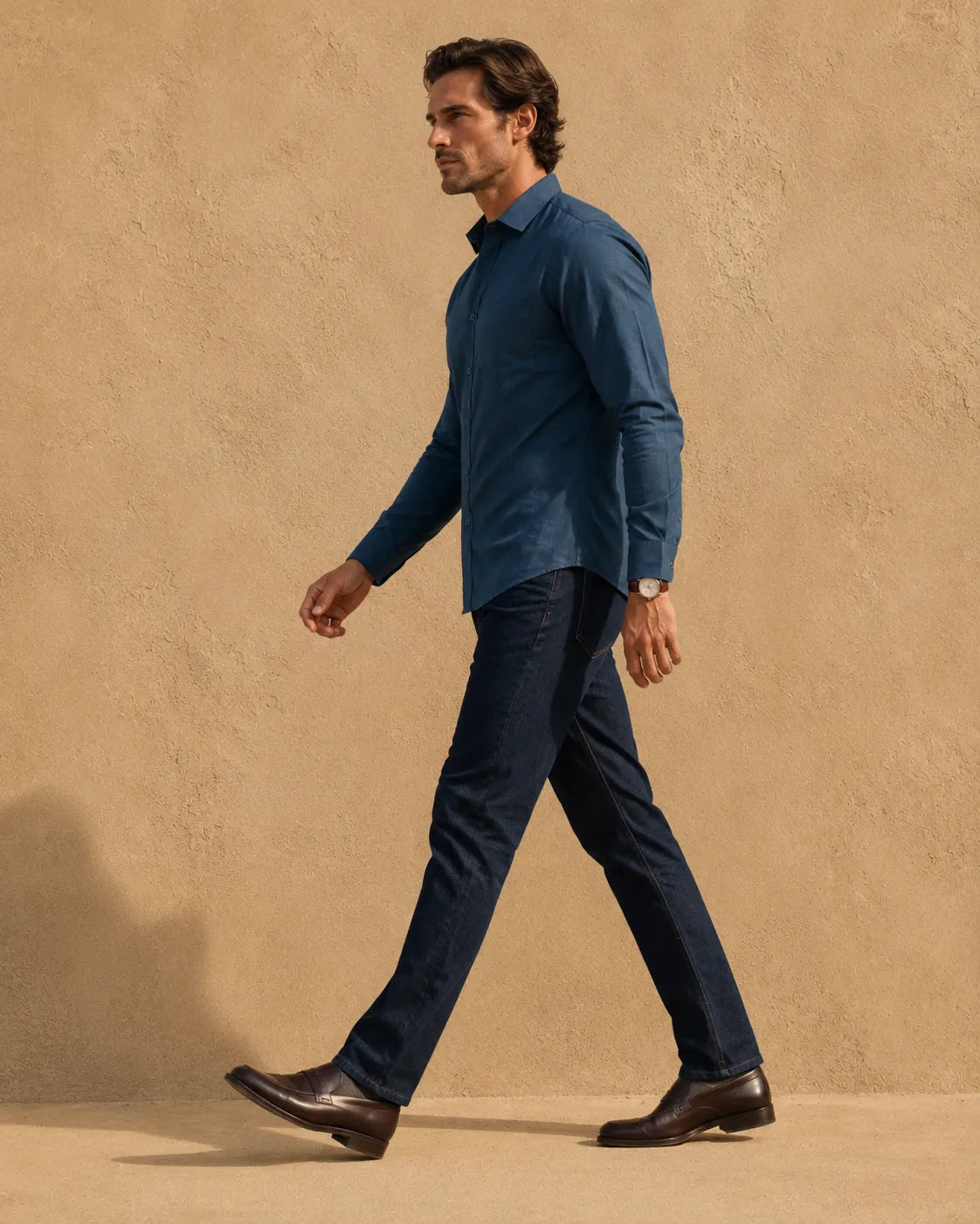 Teal - Men's Linen Solid Slim Fit Shirt