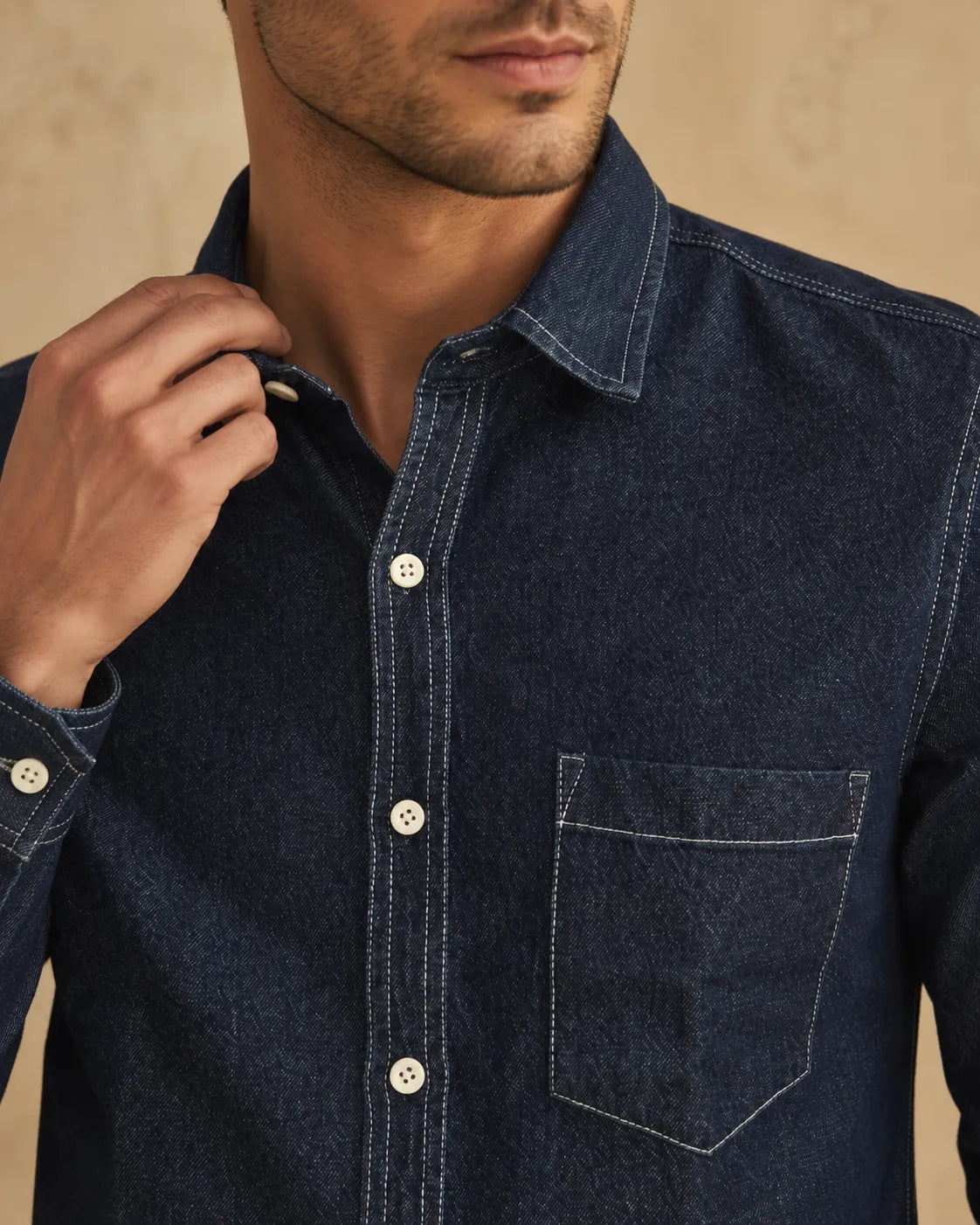 Dark Blue - Men's Denim Casual Shirt