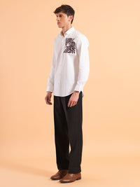 Moon White Embroidered Shirt