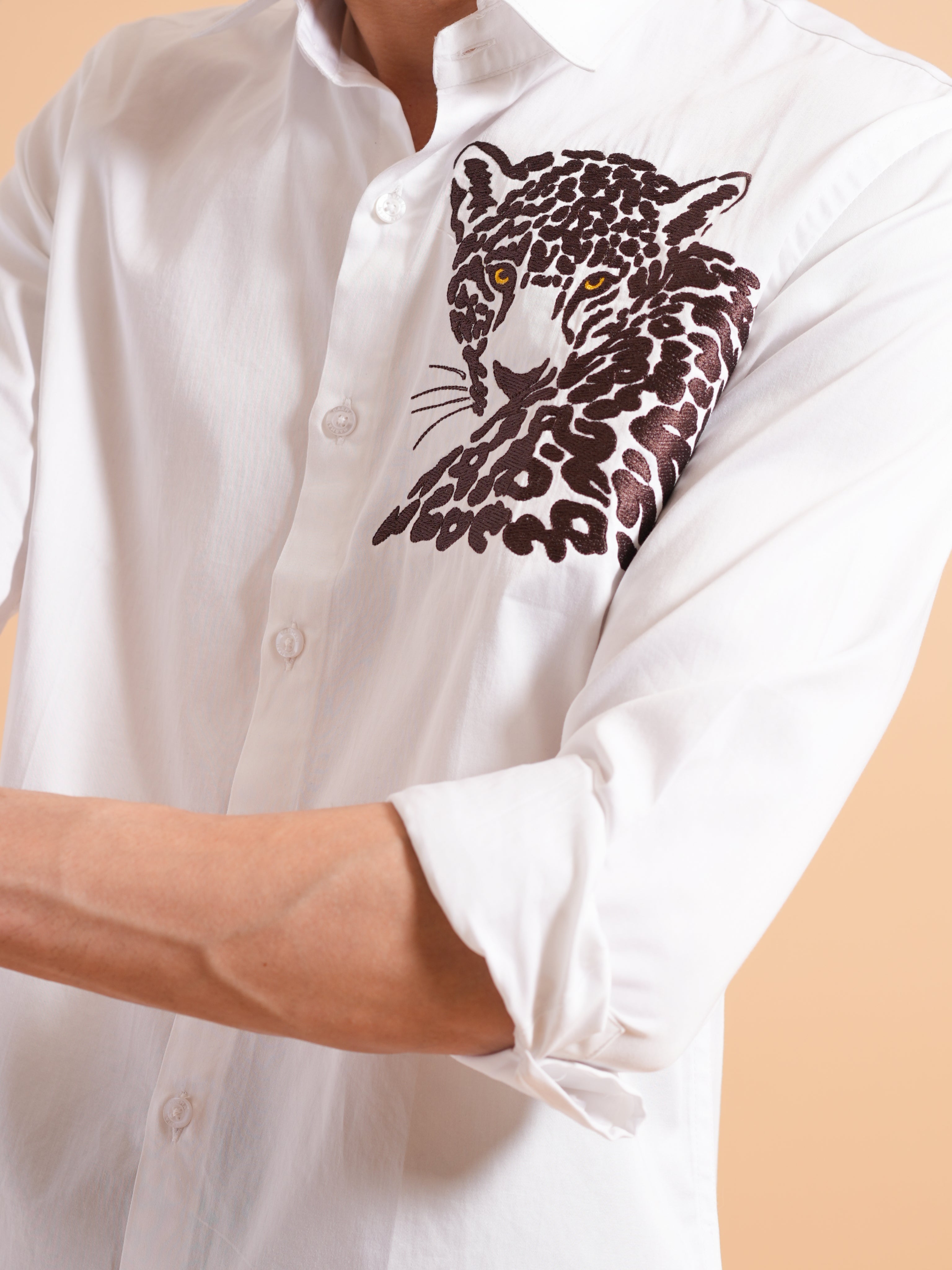 Moon White Embroidered Shirt