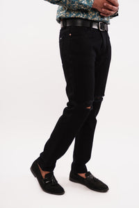 Black Regular Fit Rugged Denim