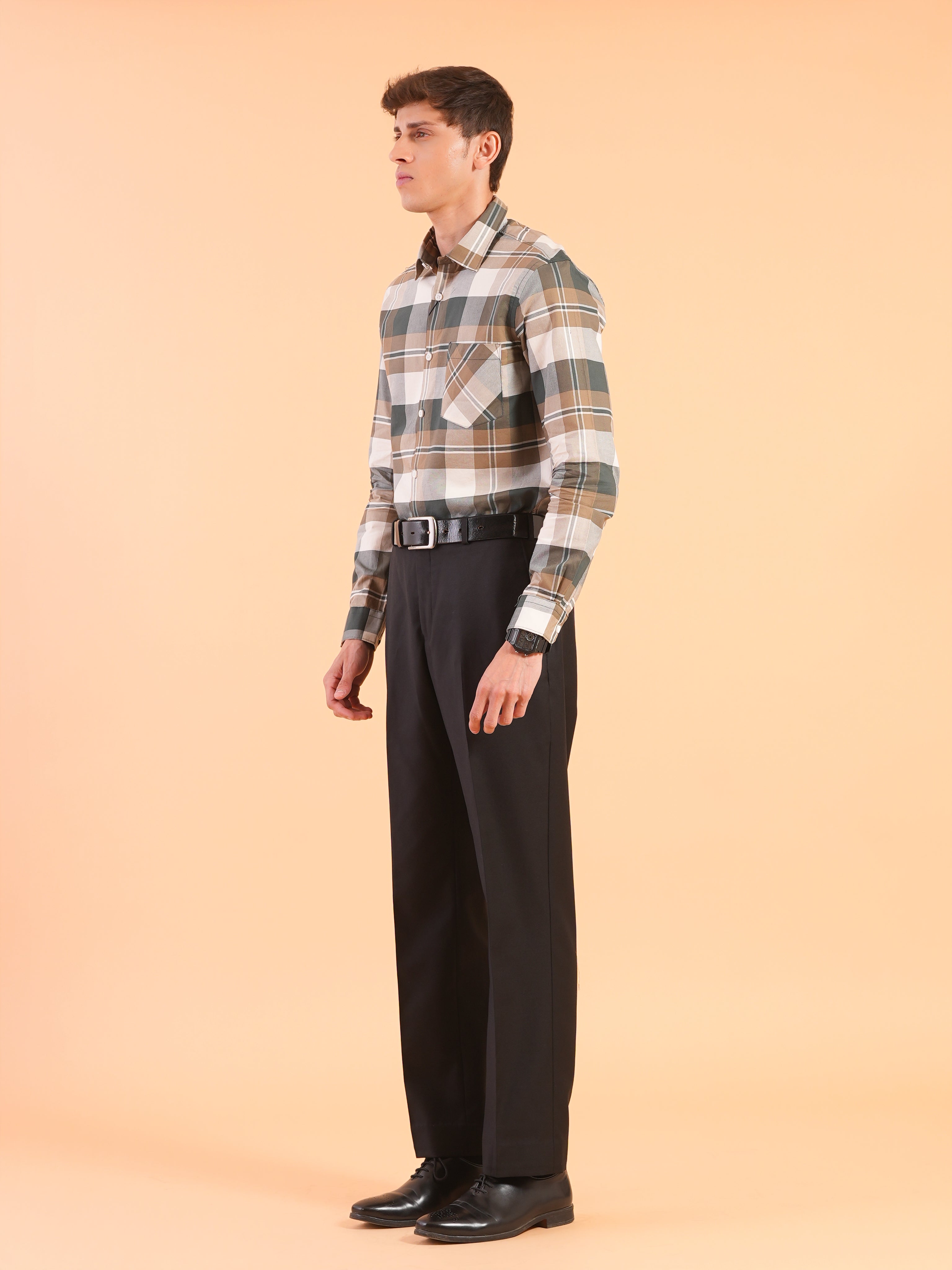 Green Check Regular Fit Shirt