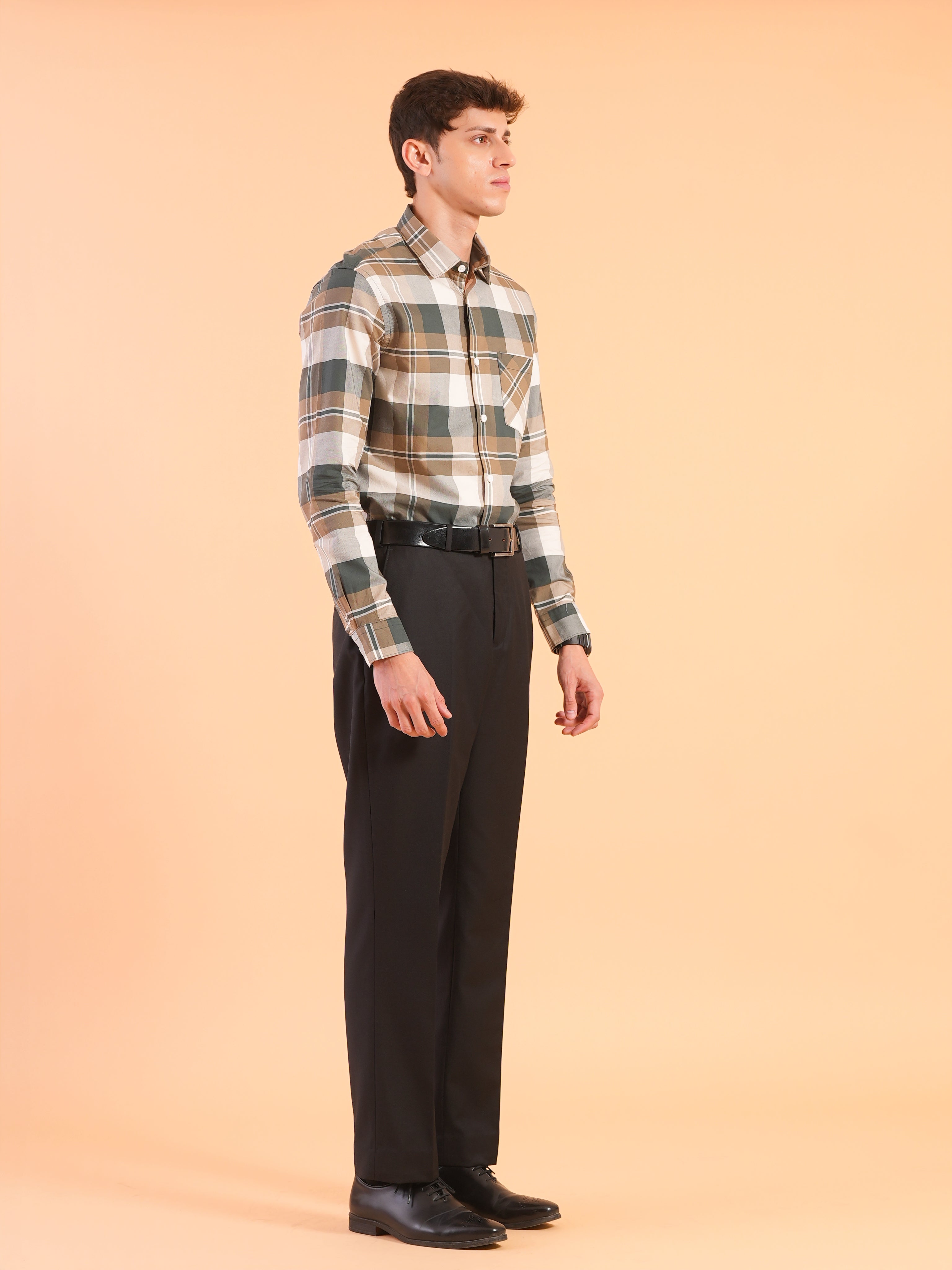 Green Check Regular Fit Shirt