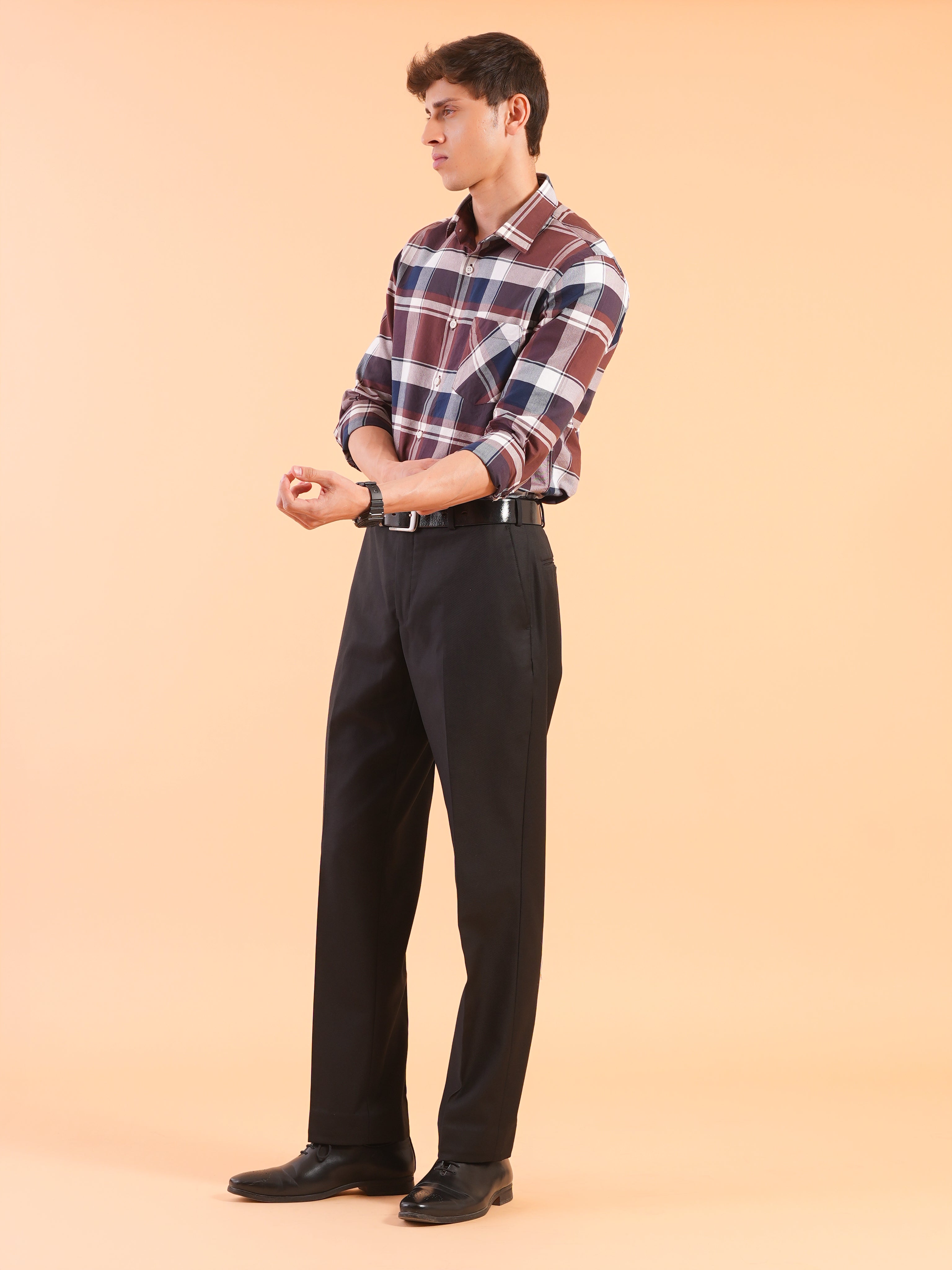 Wine Check Regular Fit Shirt
