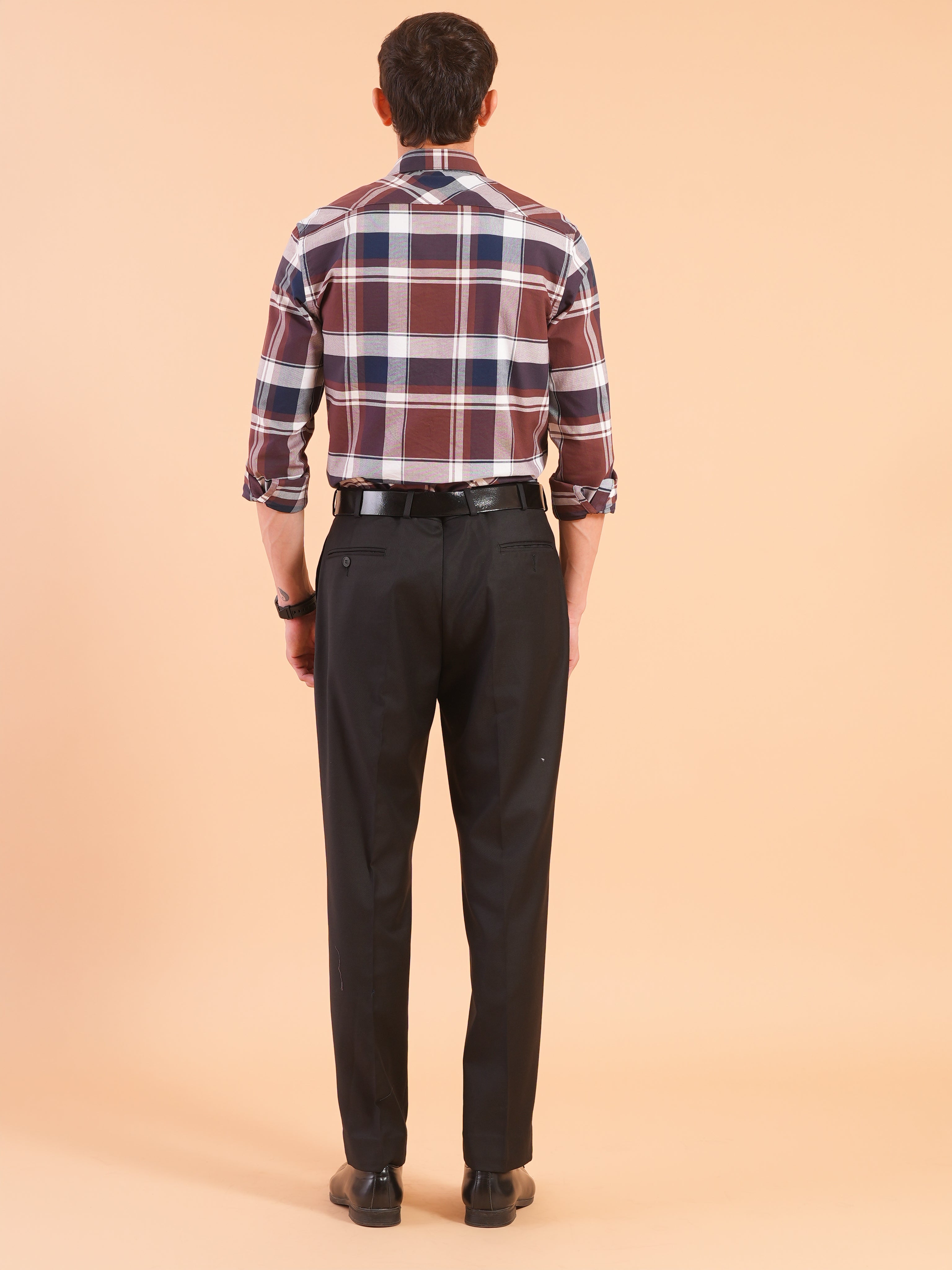 Wine Check Regular Fit Shirt