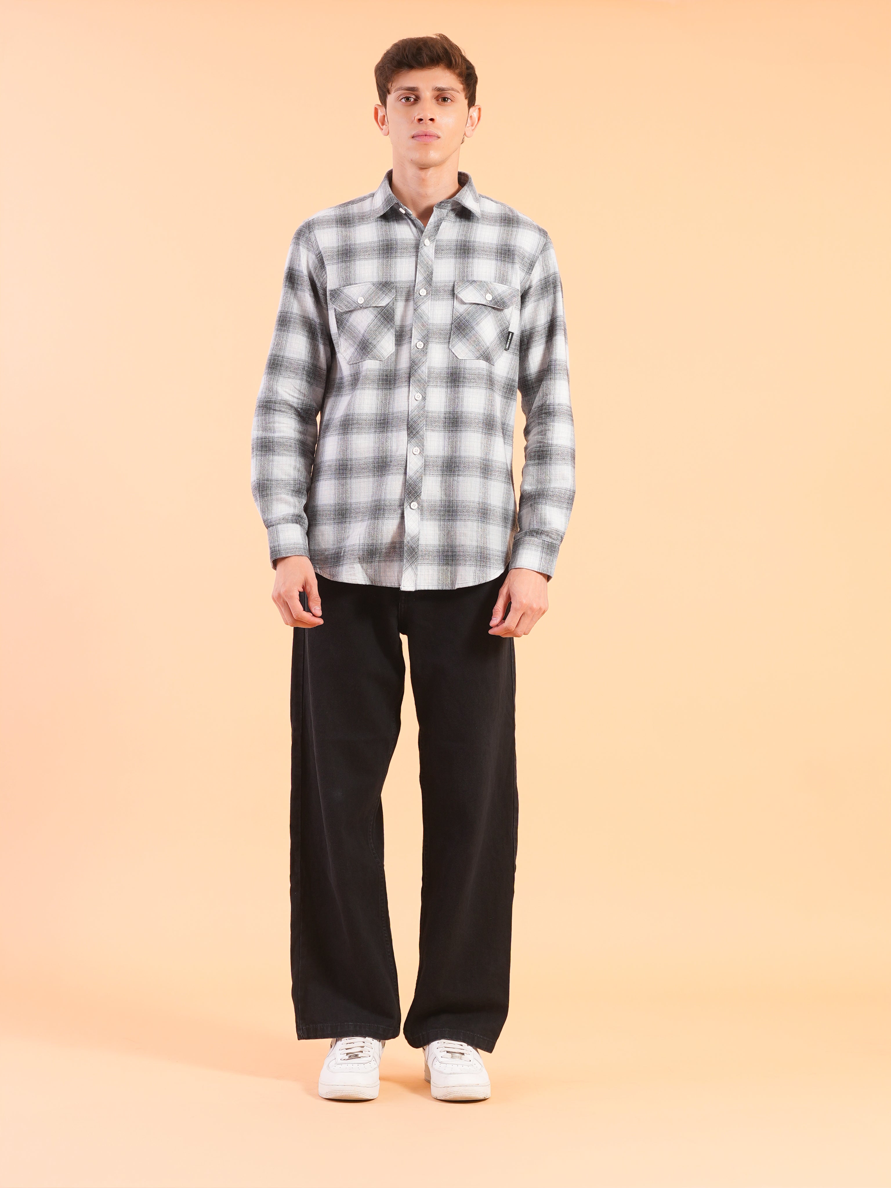 Blue Flannel Check Regular Fit Shirt
