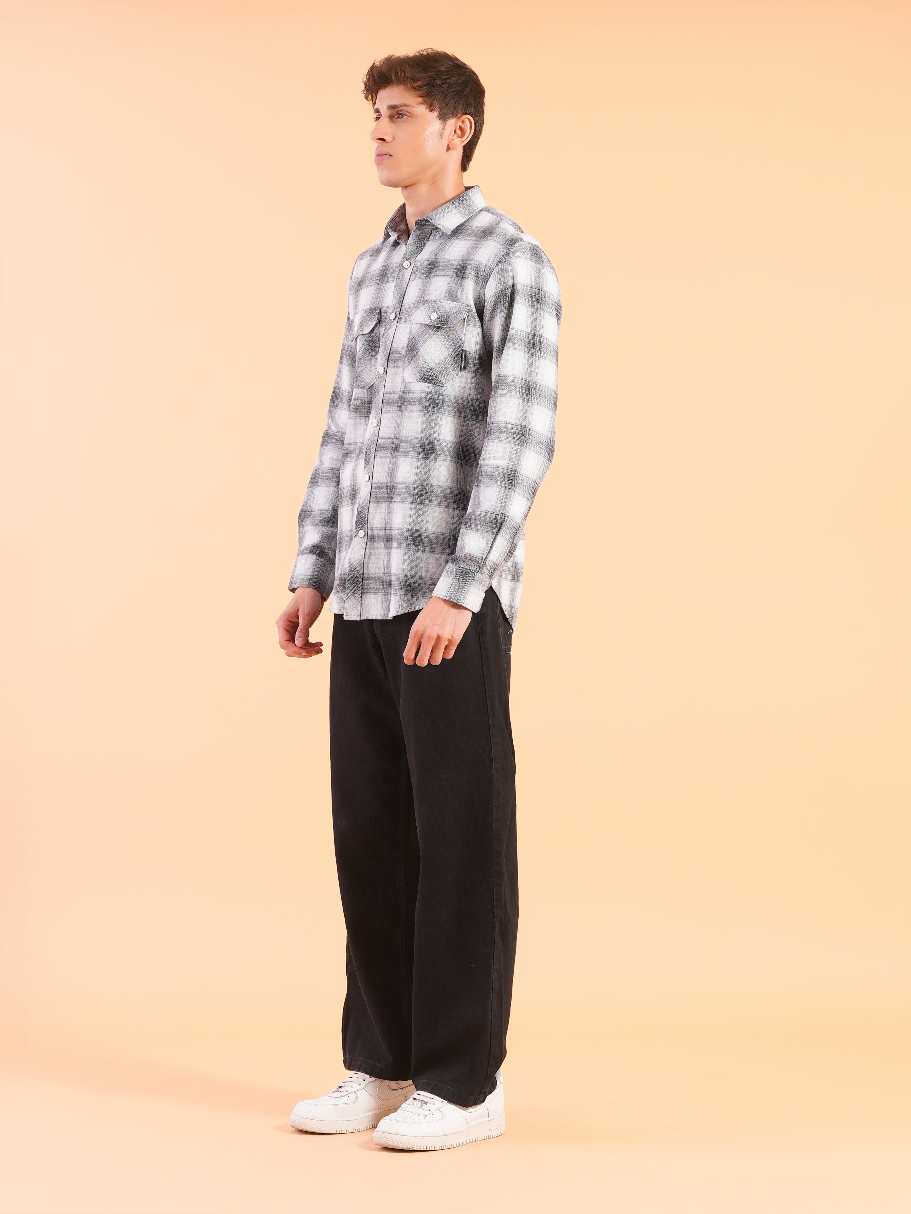 Blue Flannel Check Regular Fit Shirt