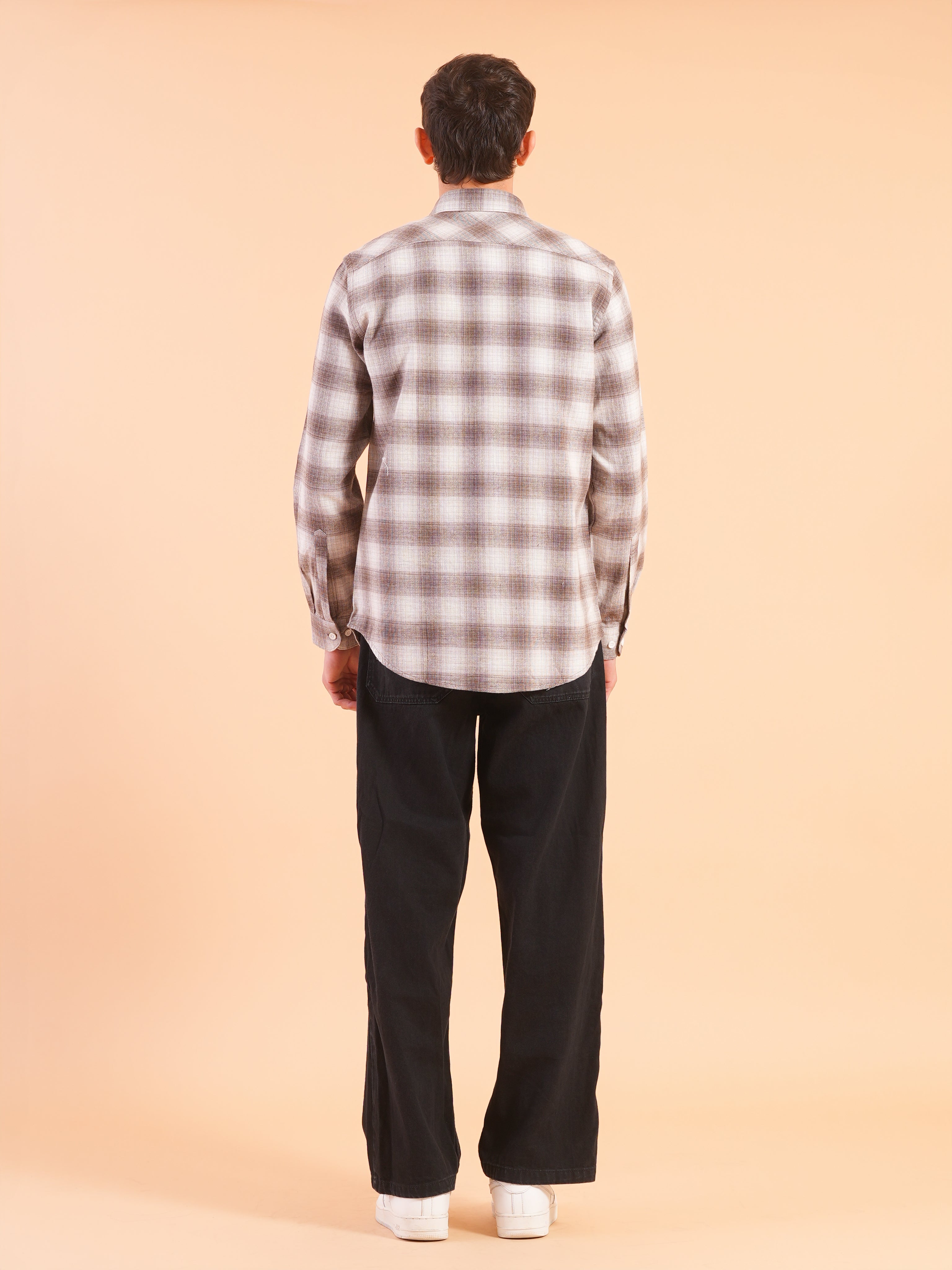 Brown Flannel Check Regular Fit Shirt