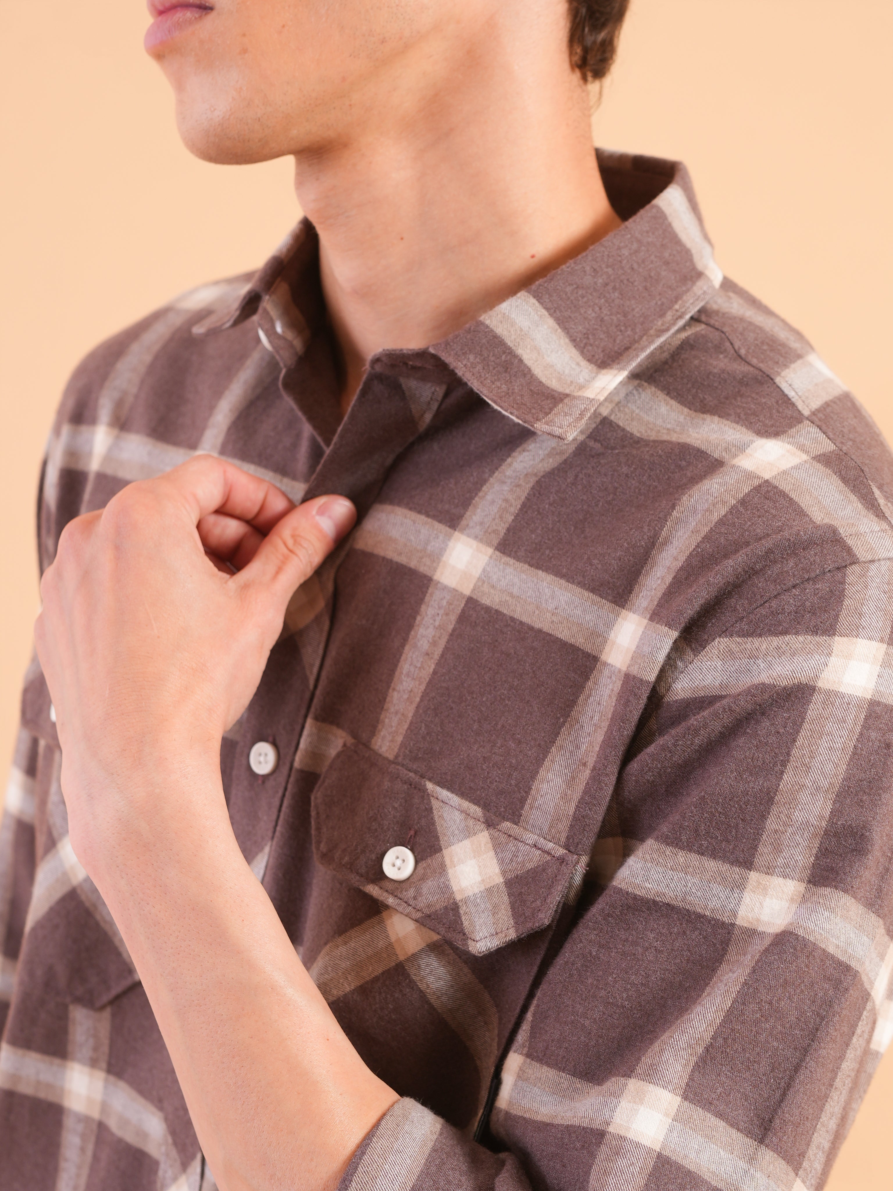 Dark Brown Flannel Check Regular Fit Shirt