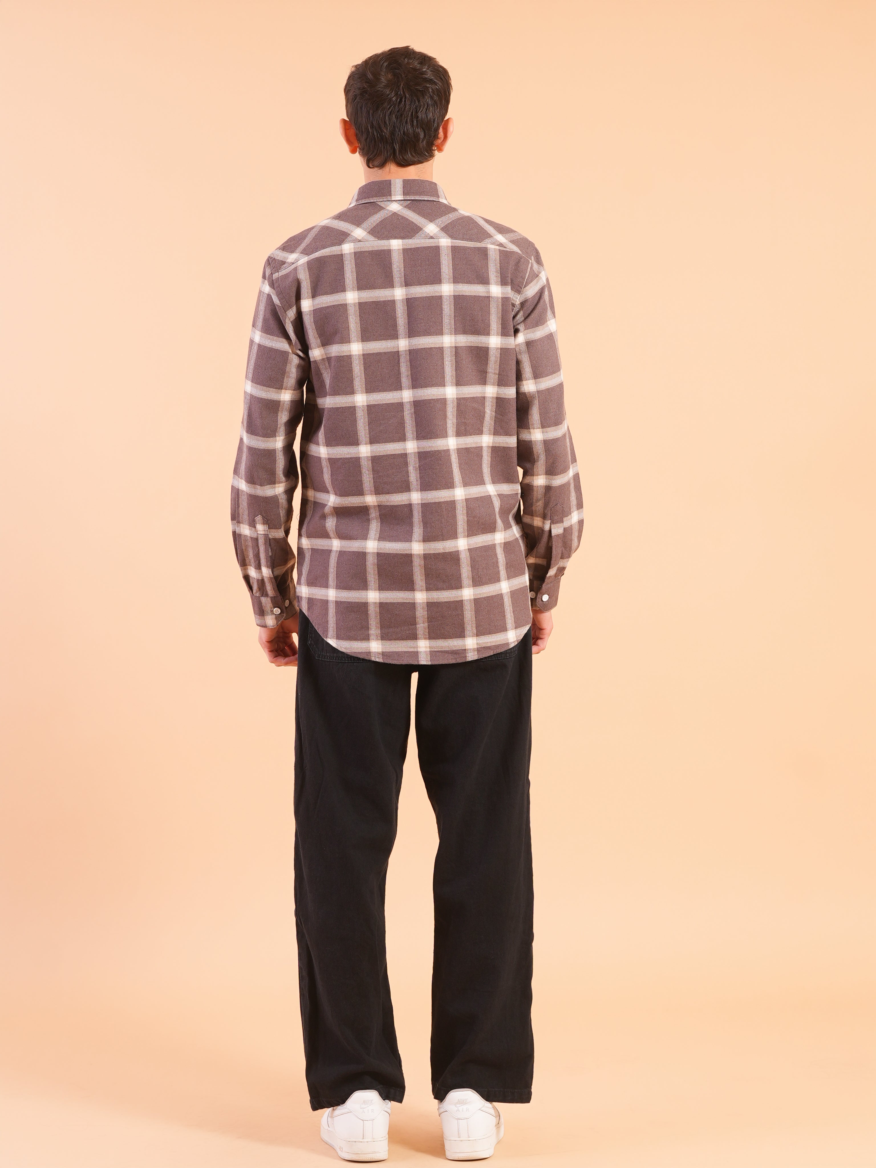 Dark Brown Flannel Check Regular Fit Shirt