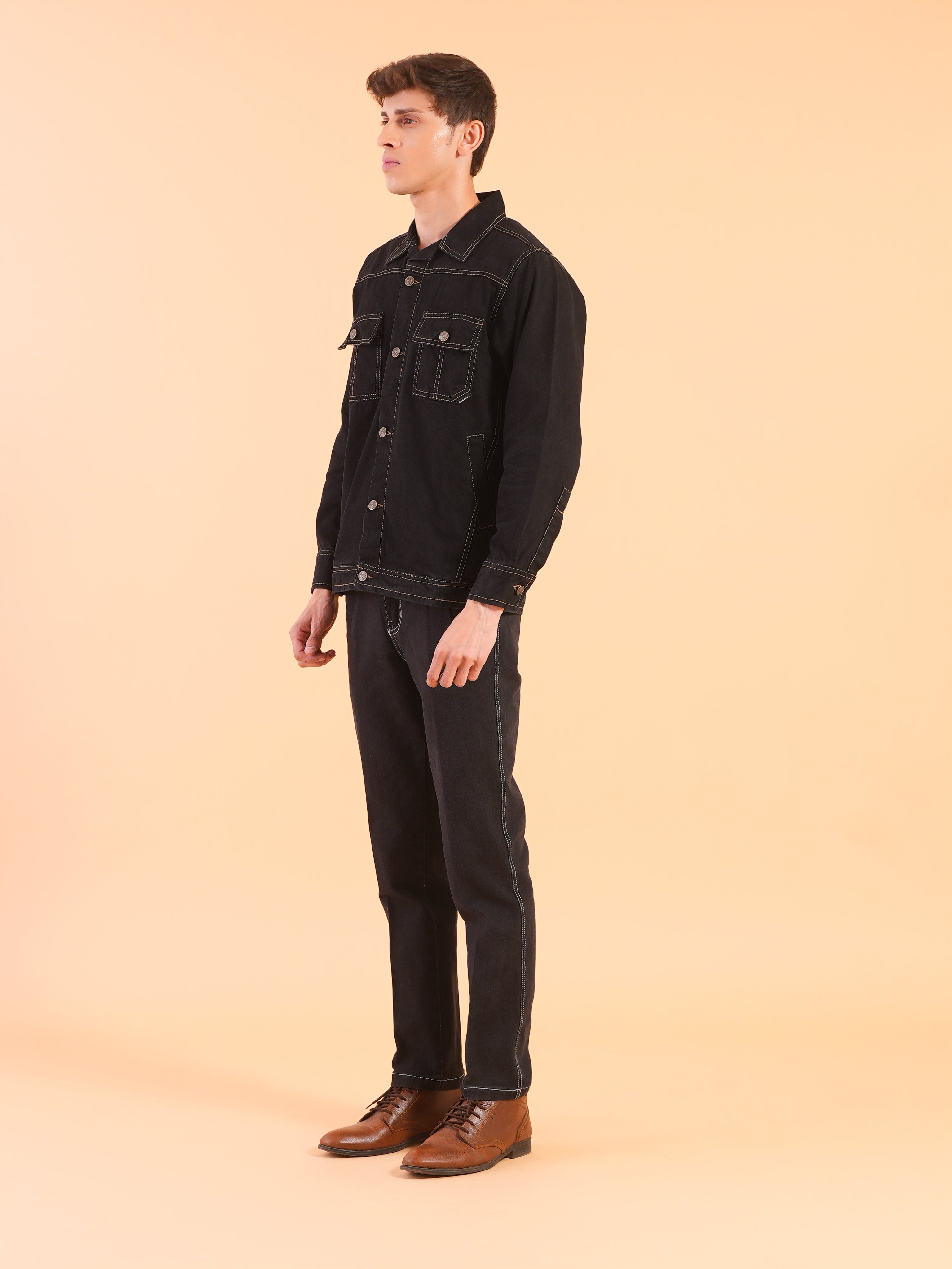 Solid black Denim Vest