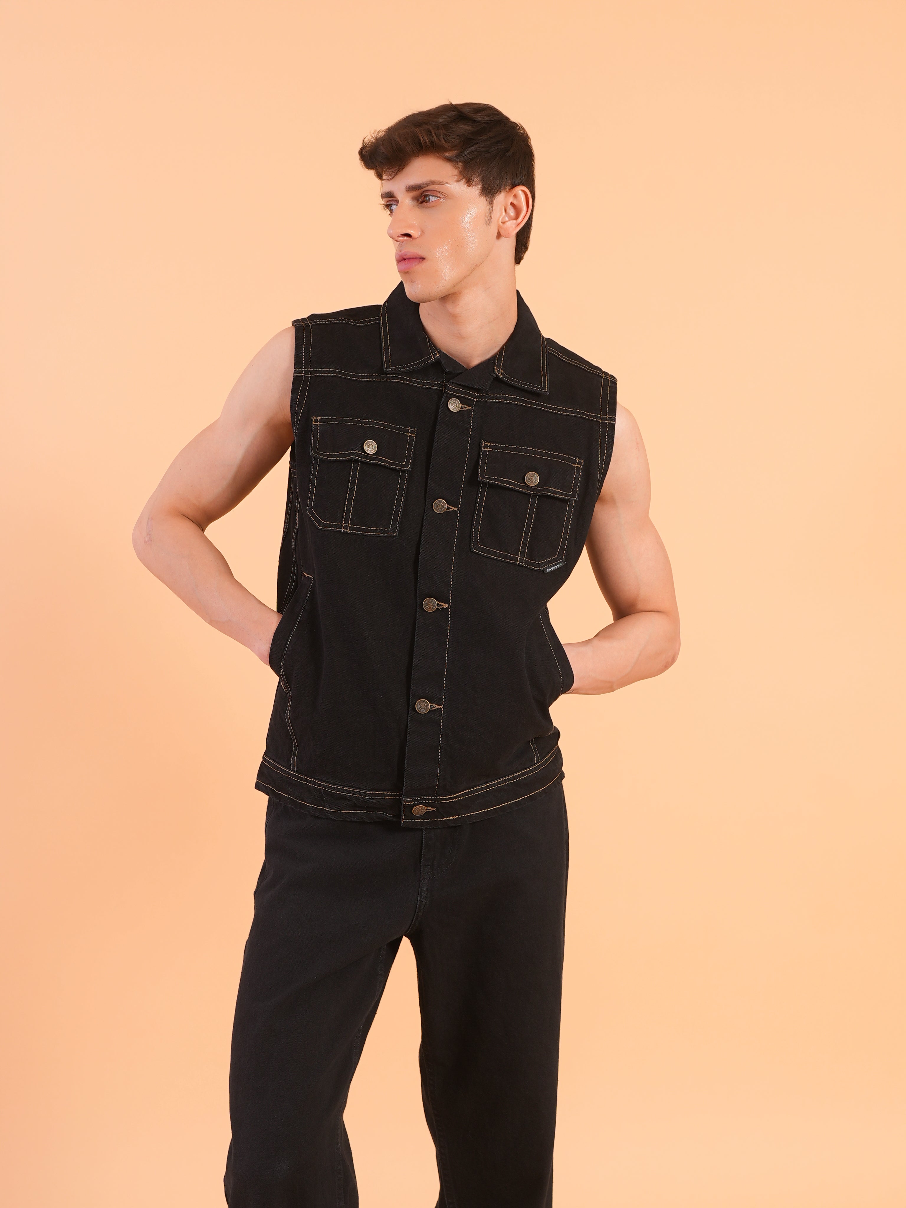 Black Denim Vest