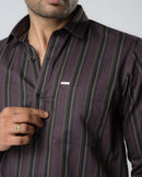 Wine Charm Stripes Slim Fit Shirt