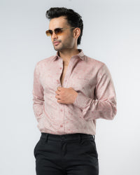 Rosewood Beige Jacquard Slim Fit Shirt