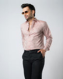 Rosewood Beige Jacquard Slim Fit Shirt