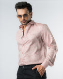 Rosewood Beige Jacquard Slim Fit Shirt