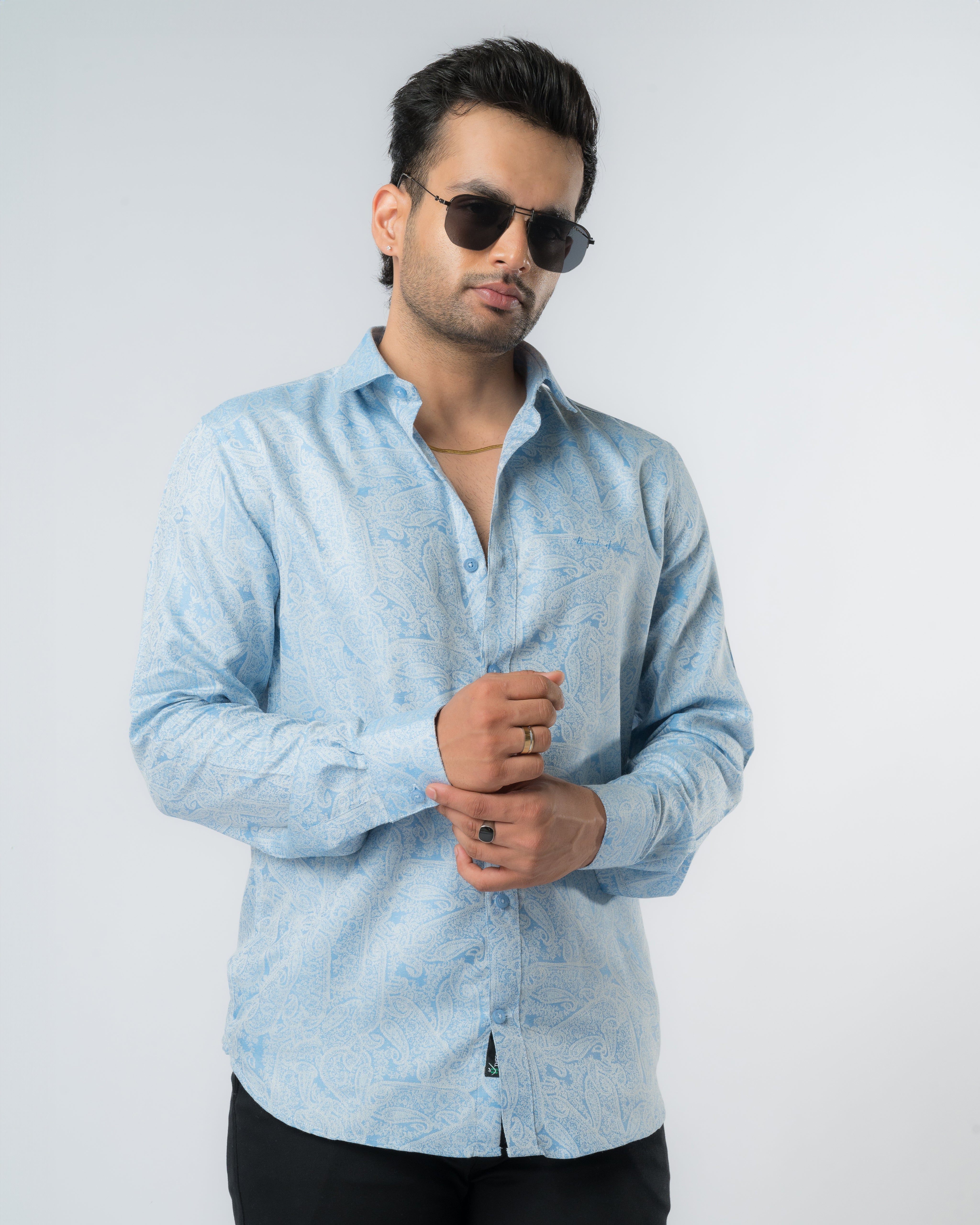 Blue Whisper Jacquard Slim Fit Shirt