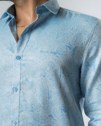 Blue Whisper Jacquard Slim Fit Shirt