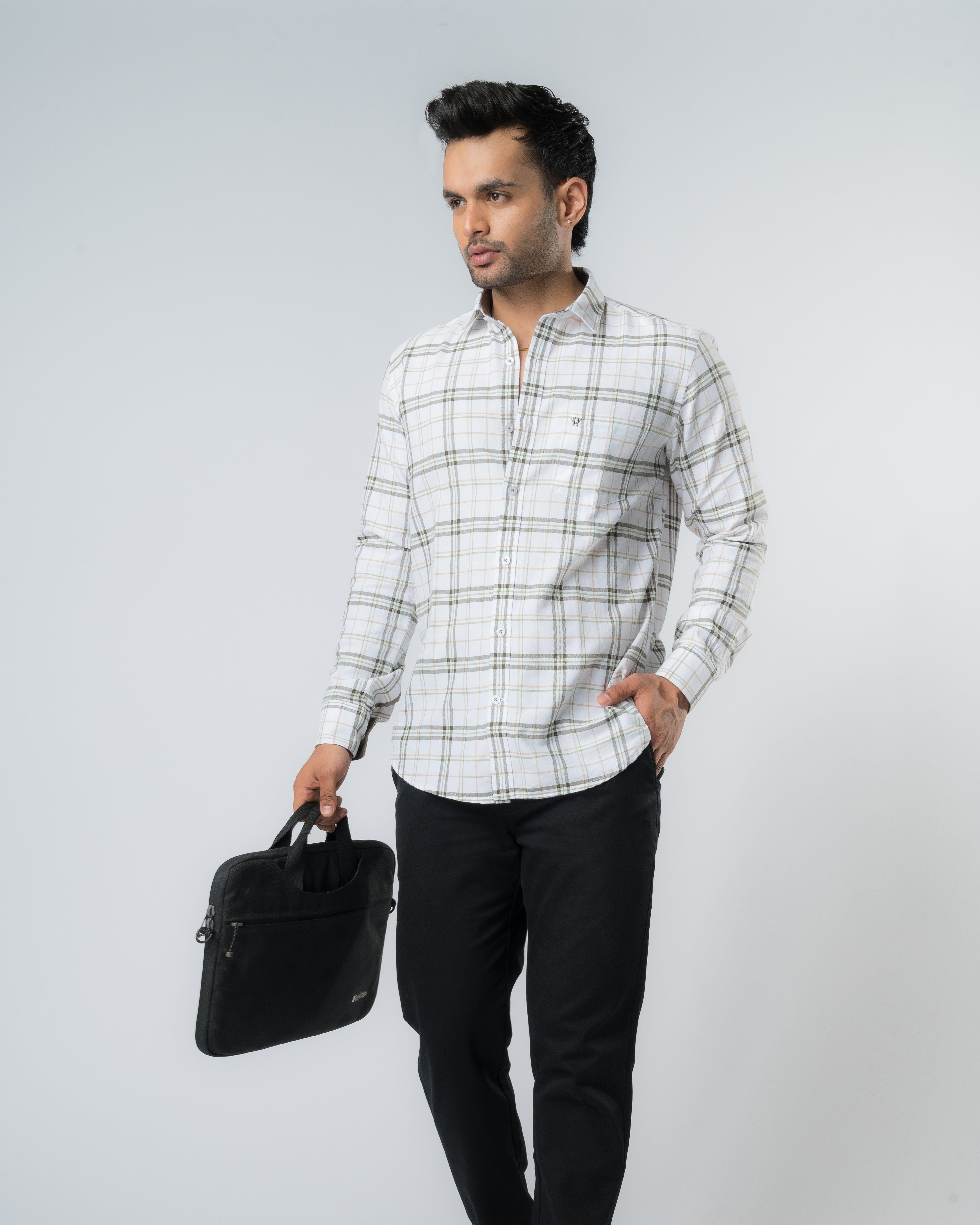 White Melange Regular Fit Shirt