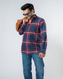 Blue Red Plaid Regular Fit Shirt