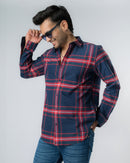 Blue Red Plaid Regular Fit Shirt