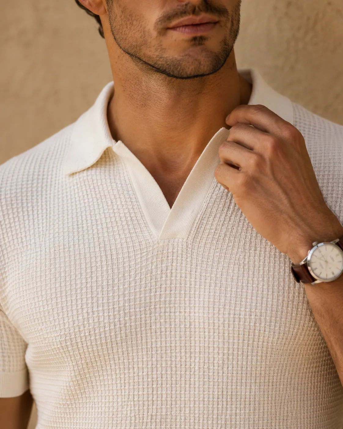 White - Men's Premium Flat Knit Polo T-Shirt