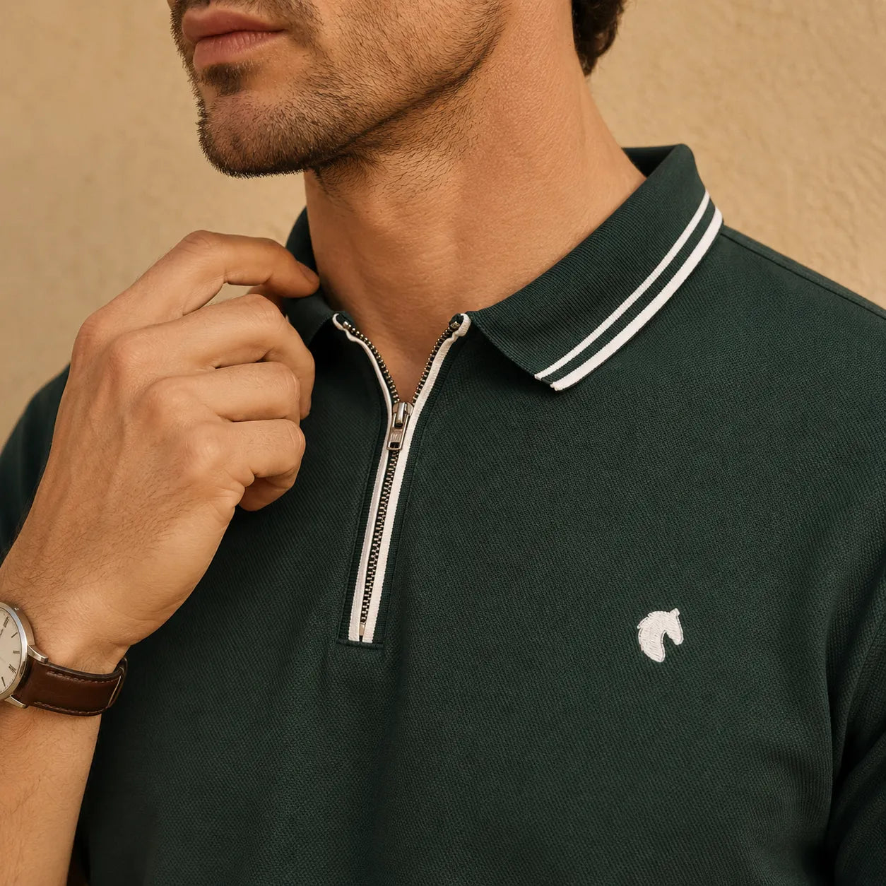 Green - Men's Zipper Polo