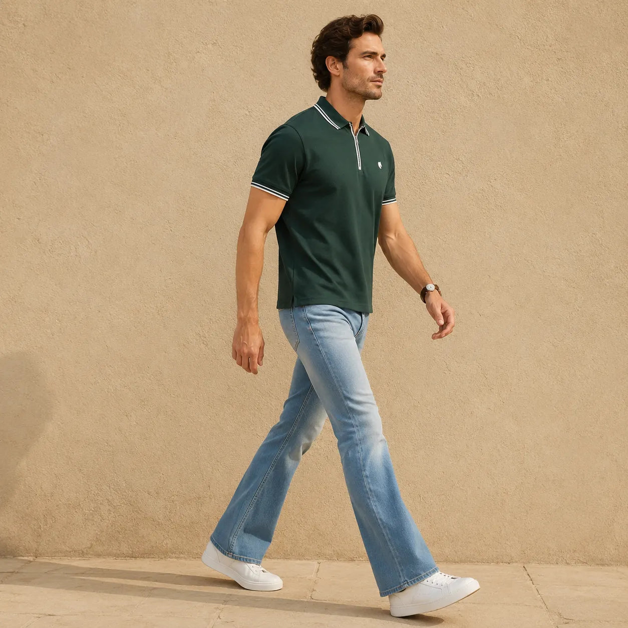 Green - Men's Zipper Polo