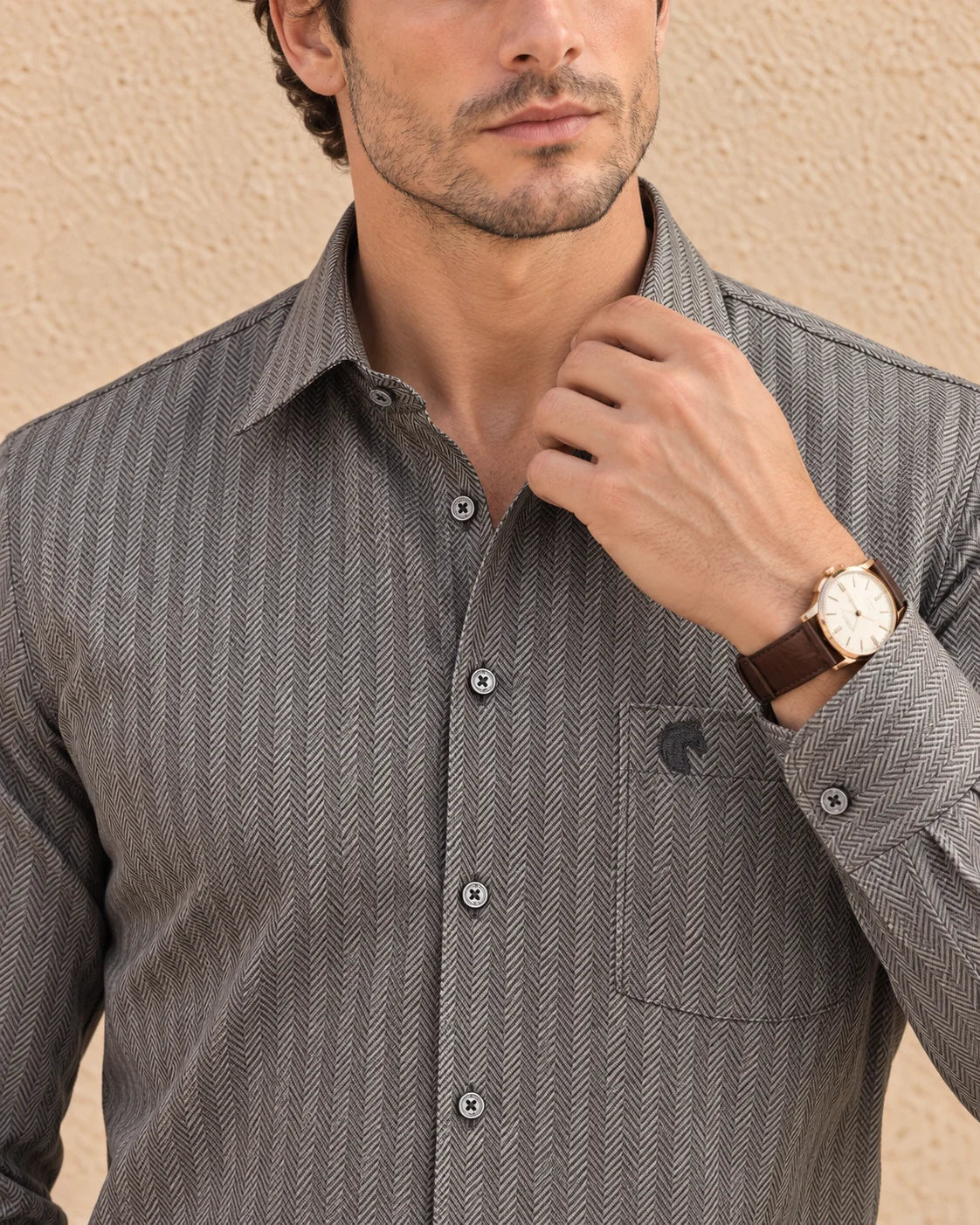 ASH GREY-MEN'S ALL OVER PRINTED SATIN SHIRT