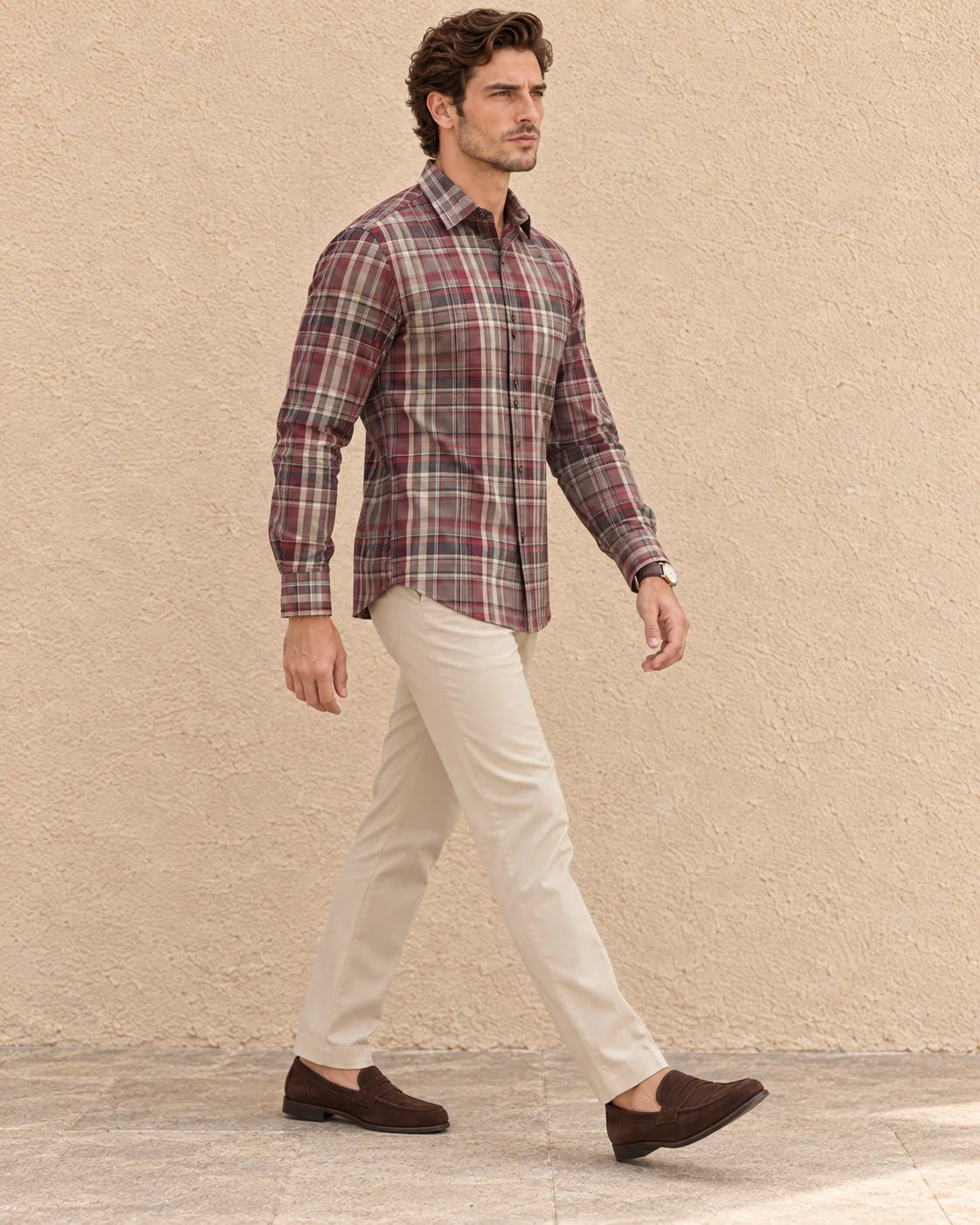 RED-PREMIUM OXFORD CHECKS SLIM FIT SHIRT