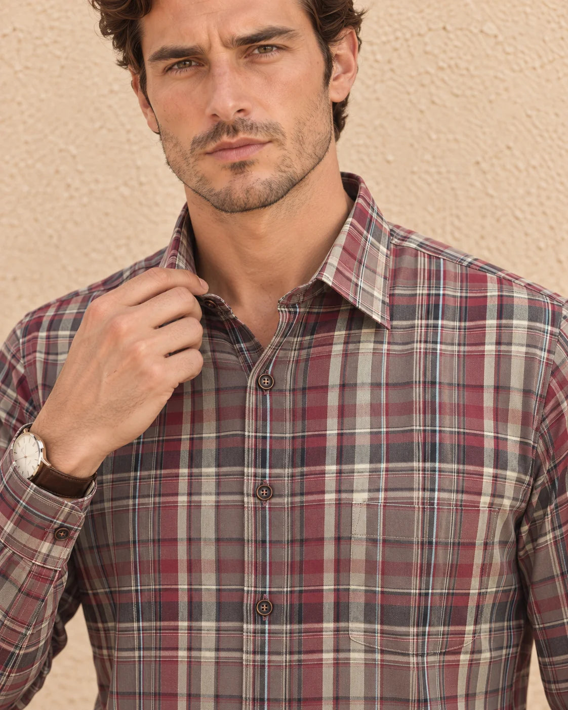 RED-PREMIUM OXFORD CHECKS SLIM FIT SHIRT