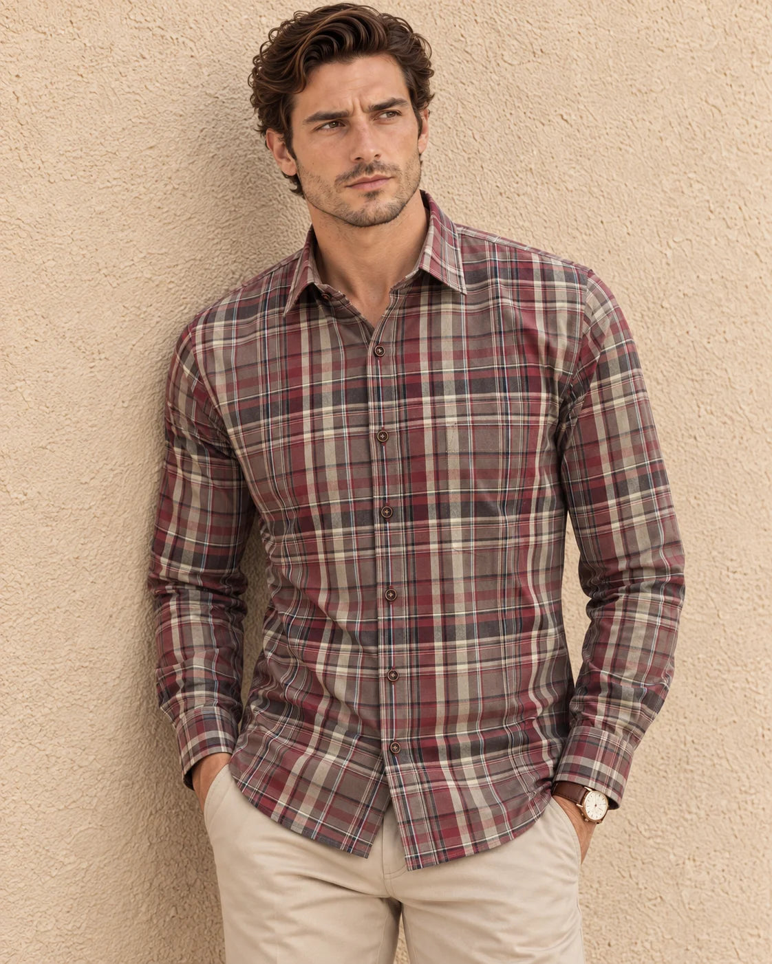 RED-PREMIUM OXFORD CHECKS SLIM FIT SHIRT