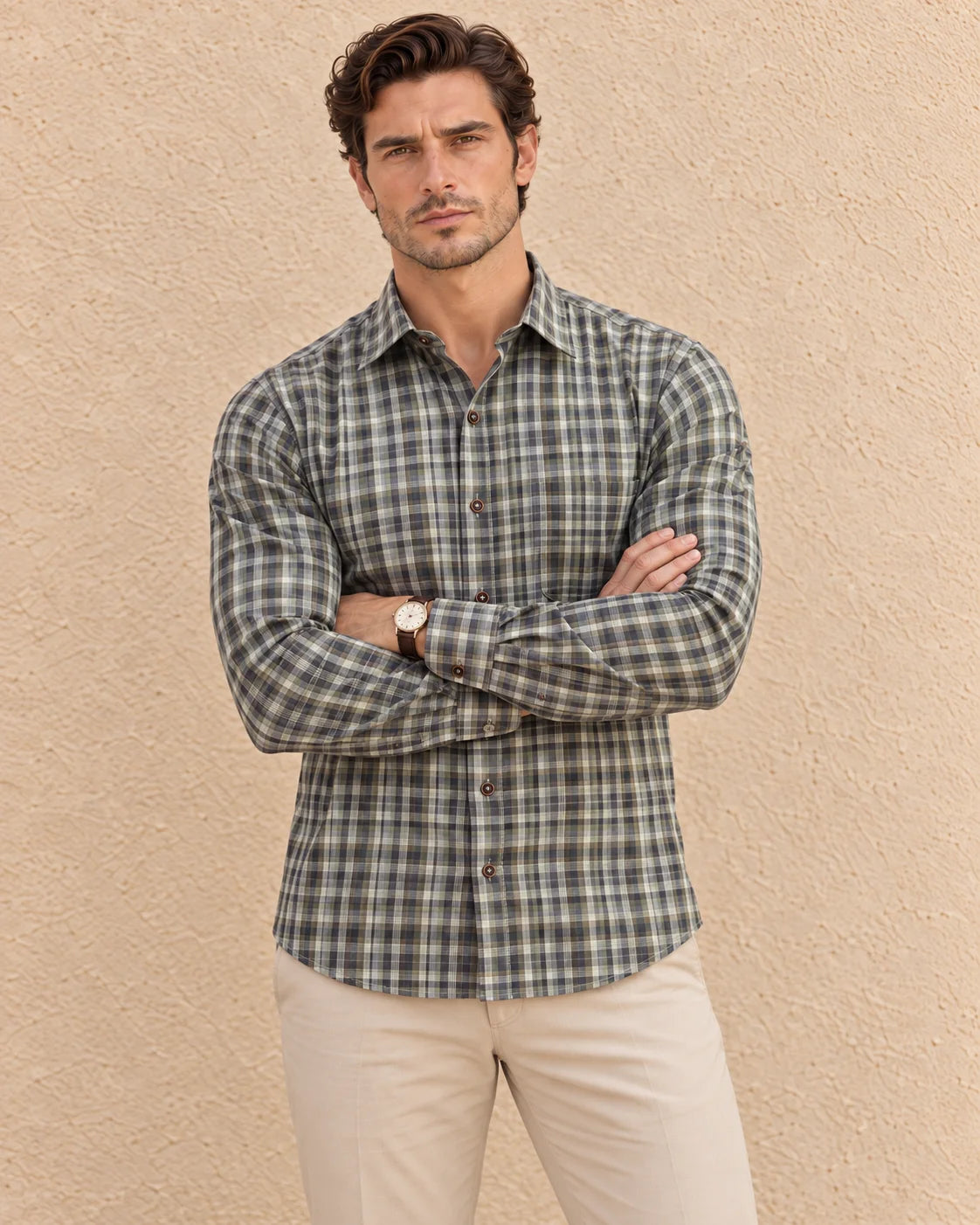 GREY-PREMIUM GIZA COTTON CHECKS SHIRT