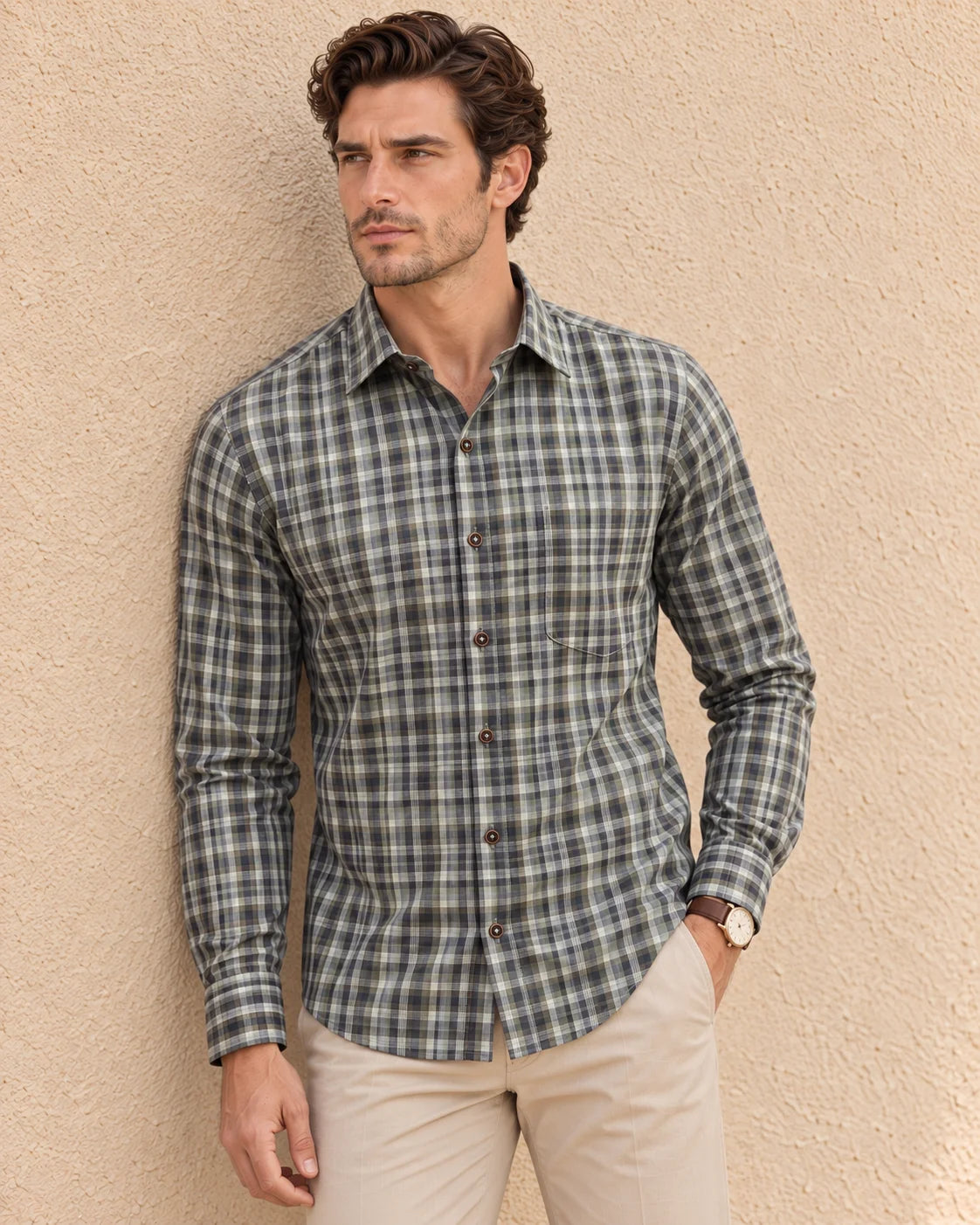 GREY-PREMIUM GIZA COTTON CHECKS SHIRT