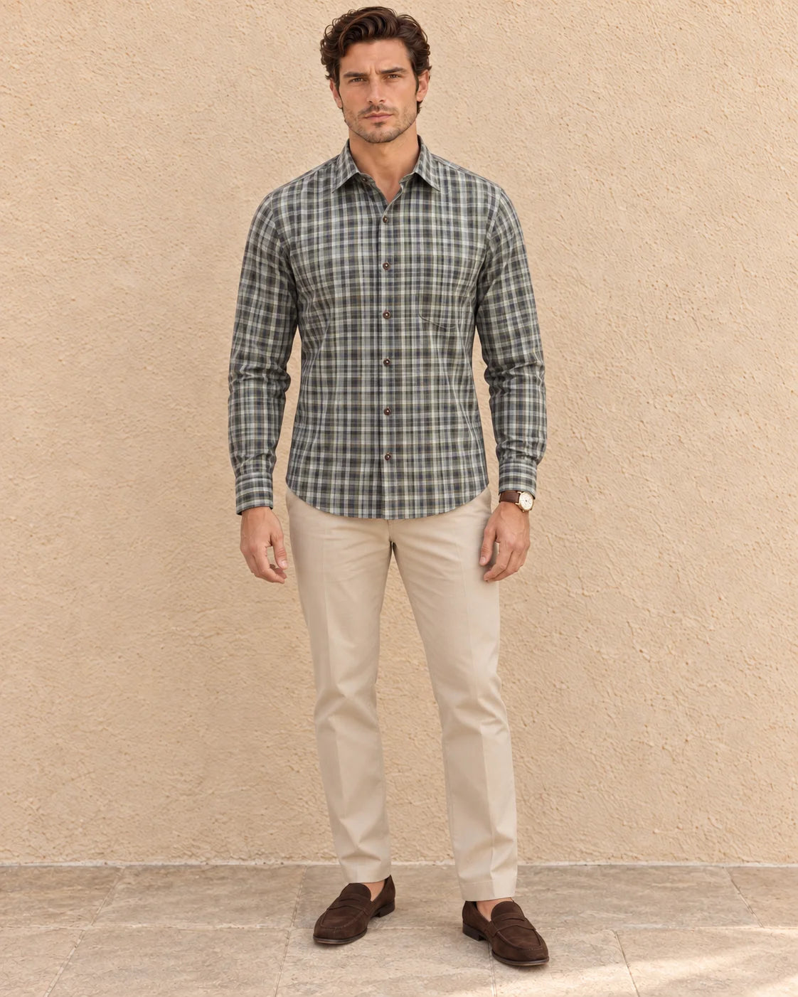 GREY-PREMIUM GIZA COTTON CHECKS SHIRT