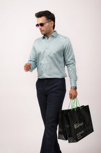 Light Green Satin Slim Shirt