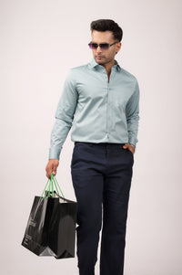 Light Green Satin Slim Shirt