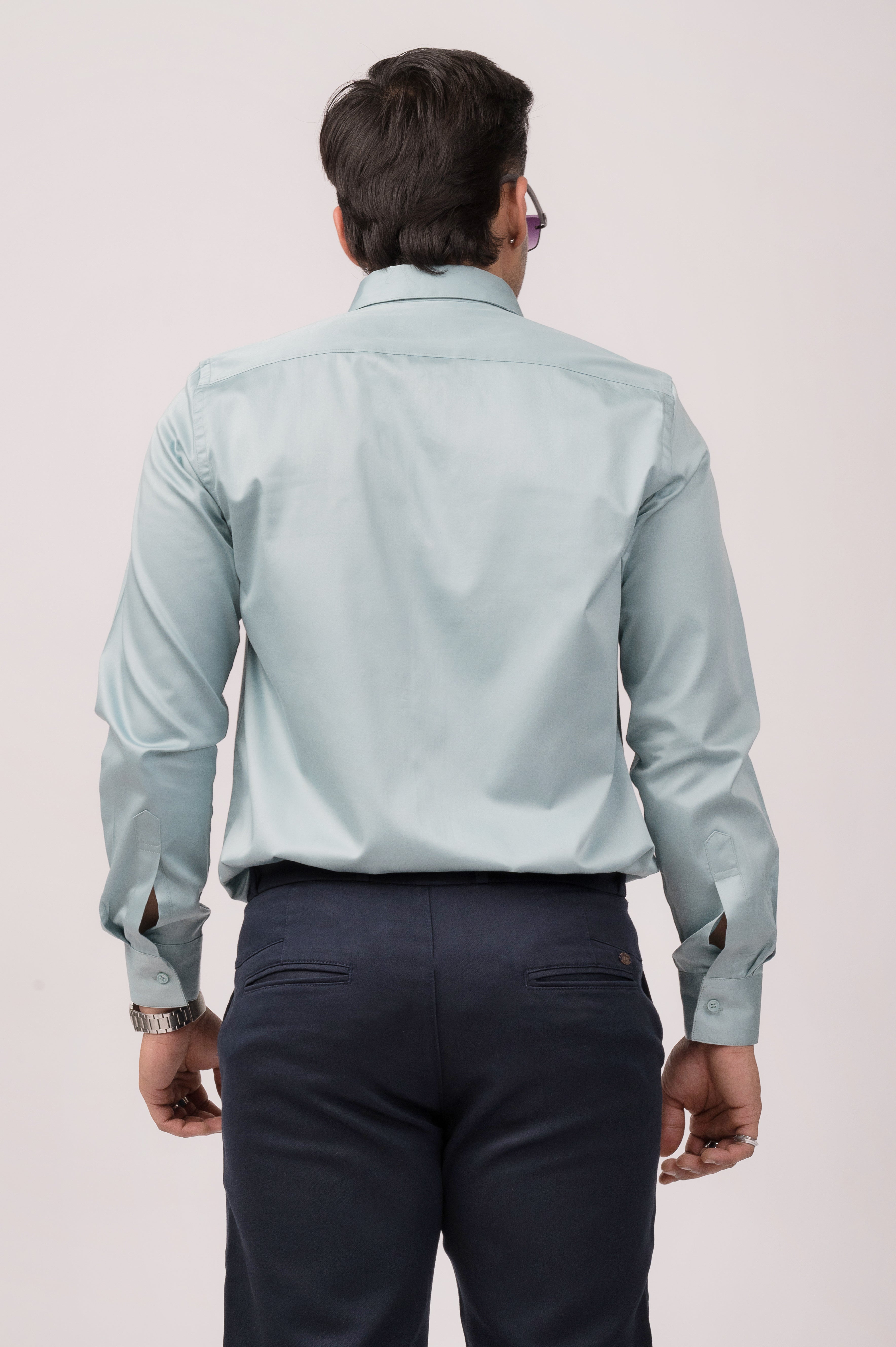 Light Green Satin Slim Shirt