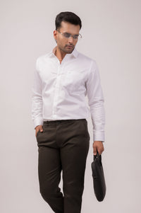 White Satin Slim Fit Shirt