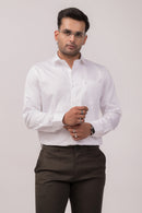 White Satin Slim Fit Shirt