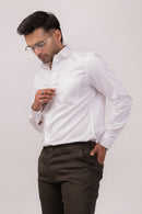 White Satin Slim Fit Shirt