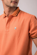 Orange Self Checks  Polo T-Shirt