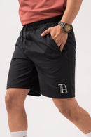 Black Solid Regular Fit Short