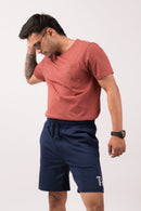 Navy Solid Regular Fit Short