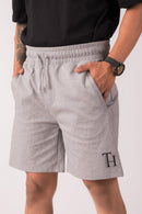 D.Melange Grey Solid Regular Fit Short