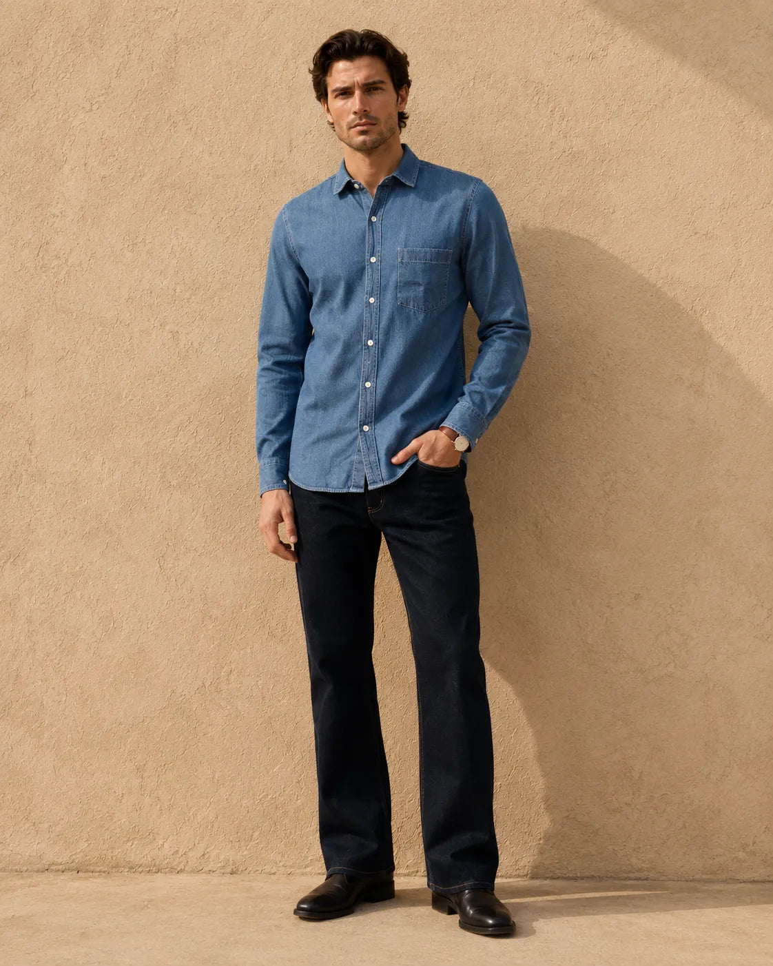 Light Blue - Men's Denim Casual Shirt
