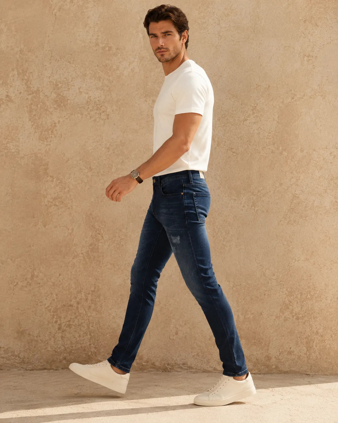 Mid Blue Rugged Jeans