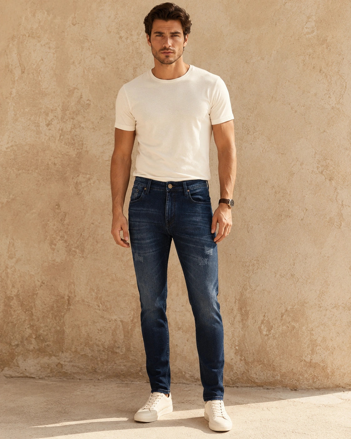Mid Blue Rugged Jeans